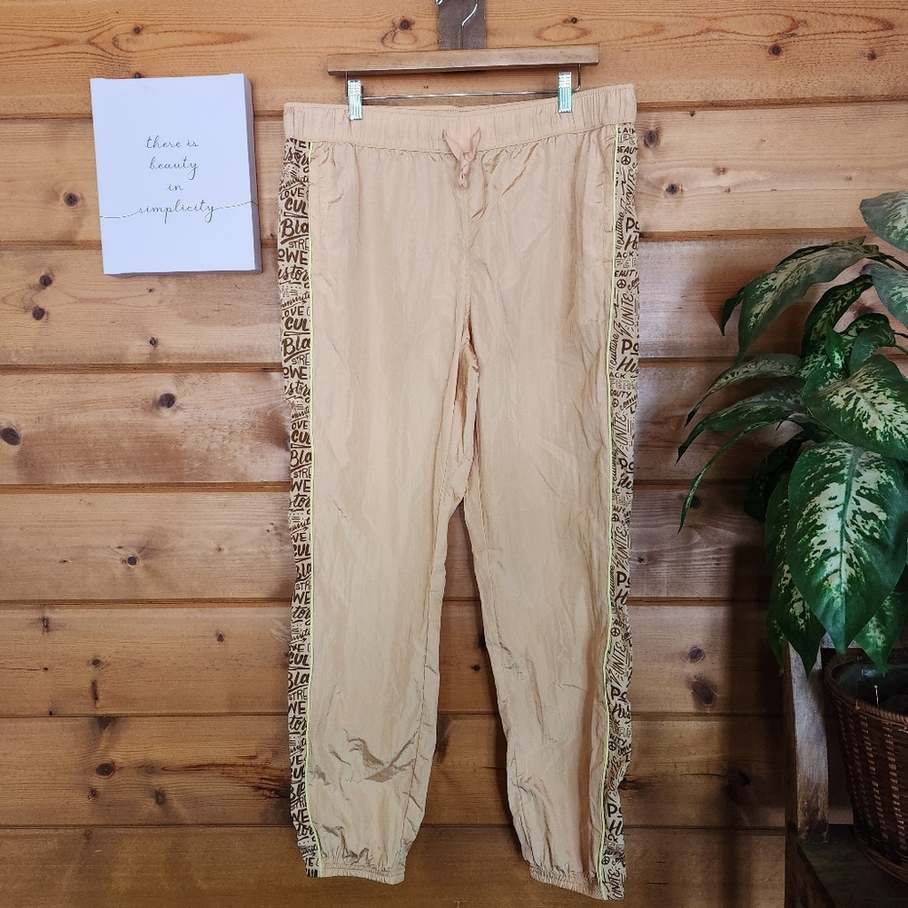 Black‎ History Month Jogger Pants Orange High Rise Pull On Casual Stretch Size L